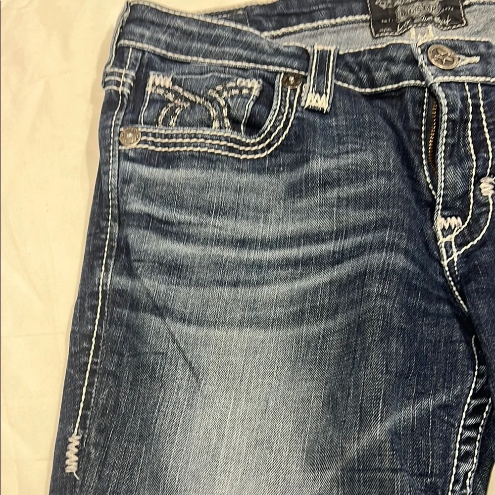 Big Star Blue Straight Leg Jeans with Faded Whiskering - Picture 5 of 9